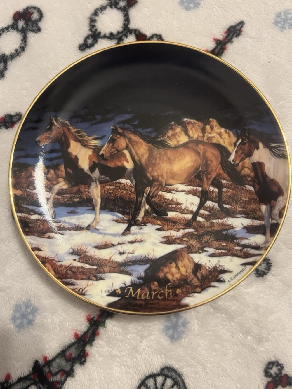 Danbury Mint Horses For All Seasons March Month Calendar Plate Cummings
